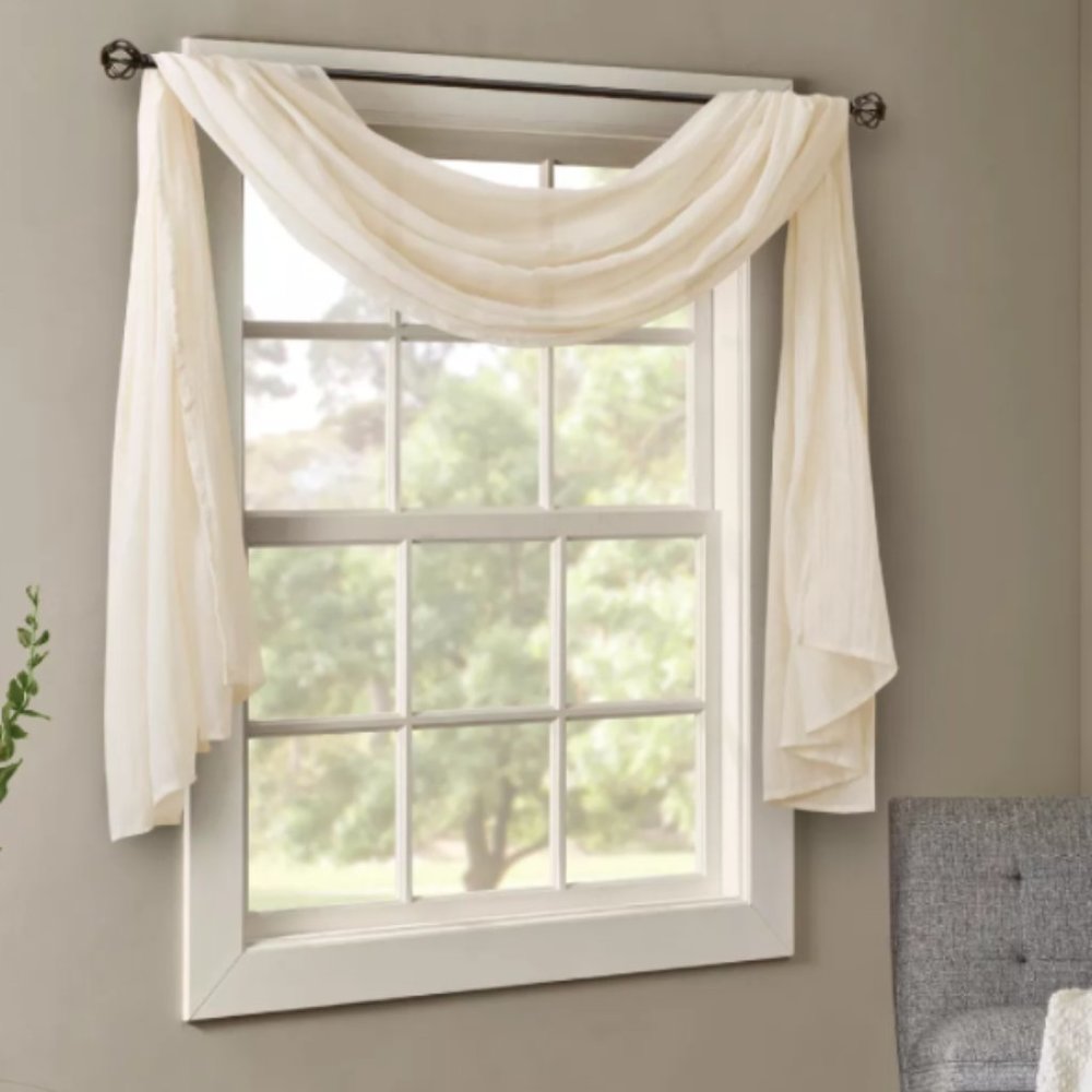 Madison Park Solid Crushed Scarf Sheer MP40-4529/ 216''X42''/ Cream